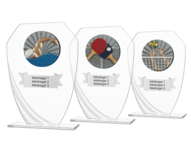 Glasstandaard ZILVER met reli&euml;f embleem