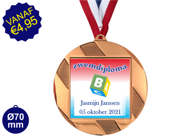 Zwemdiploma B  - Supermedaille Rond Brons