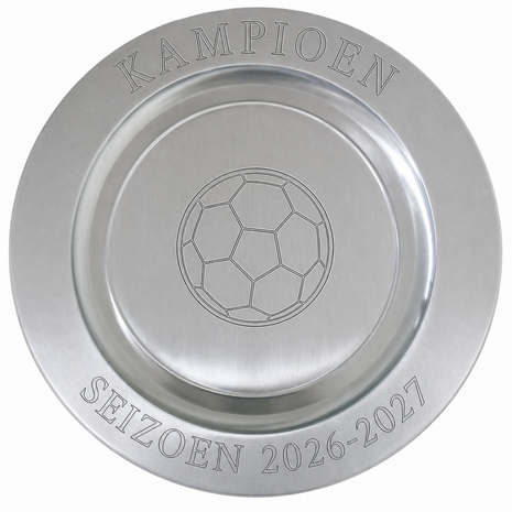 Kampioensschaal metaal 37 cm met gravure in de rand en graveerruimte 21 cm